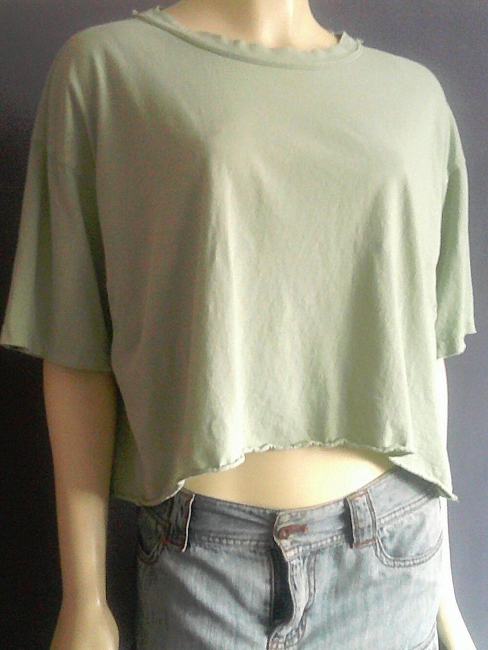 Free People FP Movement Light Sage Green Cropped Oversized Inspire Tee M